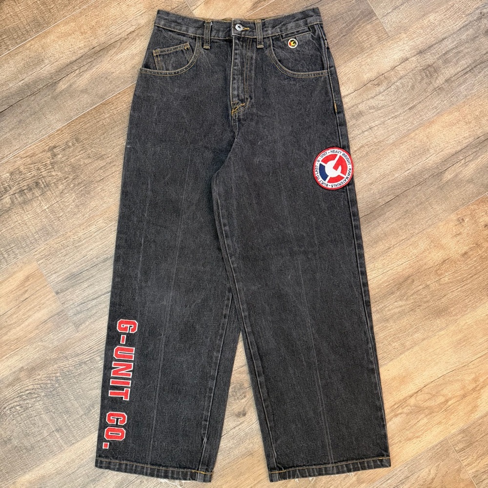 Vintage Y2K G-Unit Co Baggy Black Denim Jeans Kids 12 50 Cent Hip Hop Streetwear